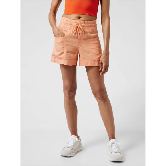Athleta Cabo Linen 4" Shortie Size 14 Adobe Peach - Picture 12 of 12